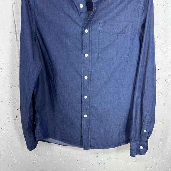 Saturdays NYC Mens XS Indigo Button-Down Collar Cotton Chambray Shirt - Picture 4 of 11